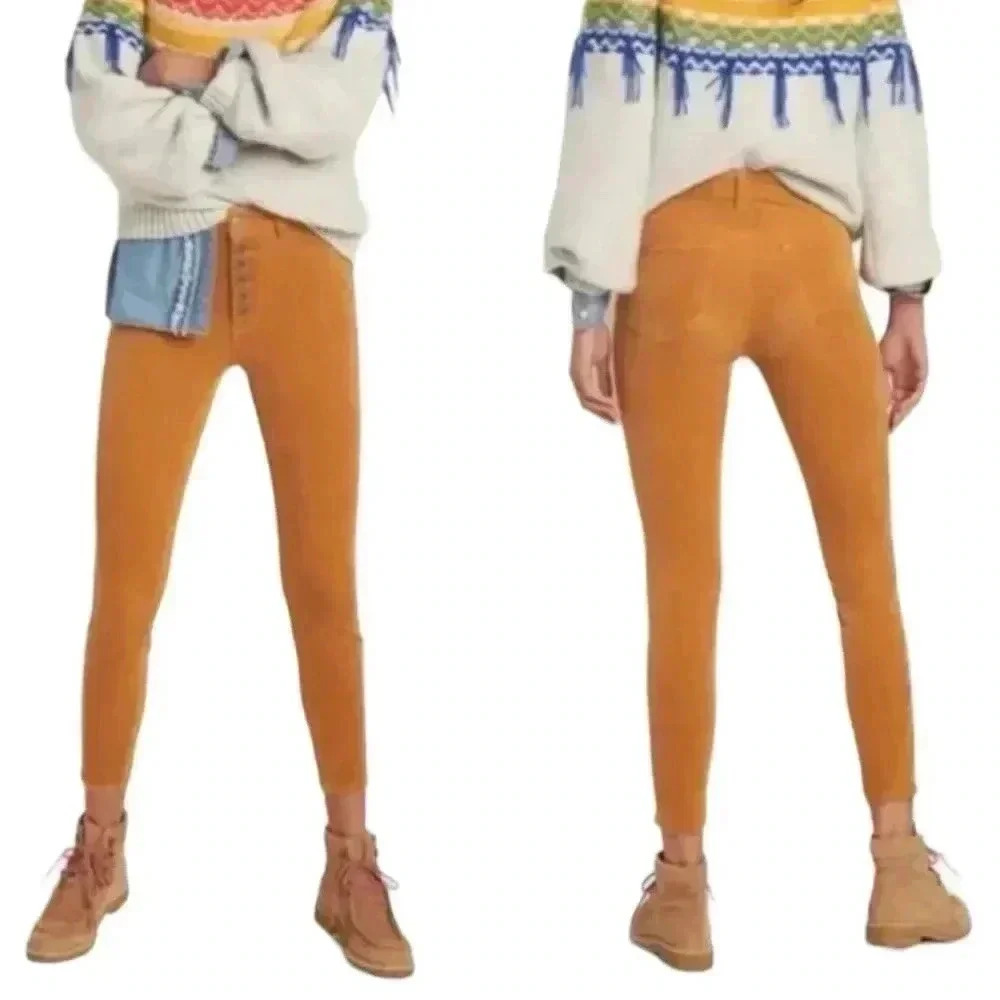 Anthropologie Pilcro Mustard Yellow Corduroy Skinny Pants Women 26